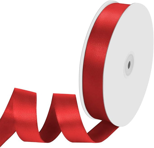 1" Width x 100 Yards Satin Ribbon, Red Ribbon Perfect for DIY Craft, Bows, Gift Wrapping, Flower Bouquet, Valentine's Day, Christmas and Party Decoration