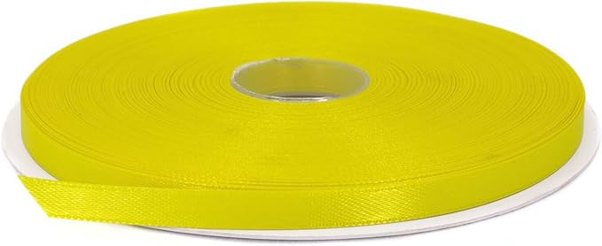 Yellow Satin Ribbon, 1/4 Inch x 50 Yards, Double Face Solid Color, Thick and Durable Roll for Gift Wrapping, Crafts, Hair and Multiple Decorations - 100% Polyester