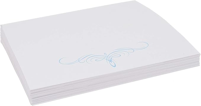 Decadent Flourish Place Cards, Light Blue (Choose Color), Set of 150, Pre-cut and Scored - Wedding, Party, Dinner, and Special Events - Made in the USA