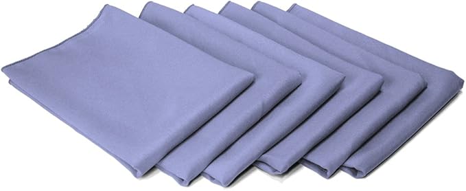 TableLinensforLess 17x17 Inch Polyester Cloth Napkins, Set of 6 (Periwinkle Blue)