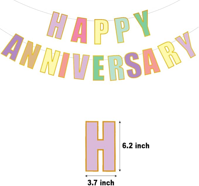 Happy Anniversary Banner Party Decorations Love Party and Background Indoor Outdoor Decorations (Colorful)