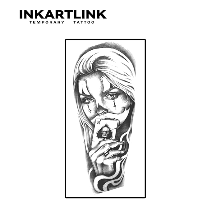 INKARTLINK 2 Sheets Extra large Semi Permanent Tattoos, Temporary Tattoos, Adult Art Designs, Waterproof, Realistic, No Adhesive, Non-Reflective, Lasts 1-2 Weeks ((Mexican Day of the Dead 1)