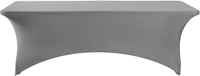 FORLIFE 2Pack Spandex Table Covers，Fitted Tablecloth for Rectangular Tables, Stretch Patio Table Covers, Universal Spandex Table Cover for Wedding, Banquet, Party (8ft, Gray)