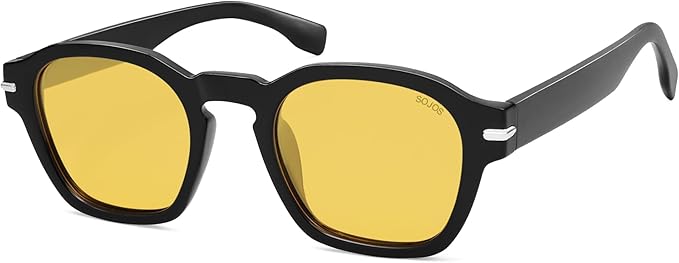 SOJOS Vintage Retro Square Polarized Sunglasses Men Standard Fit Trendy Womens Sun Glasses SJ2382