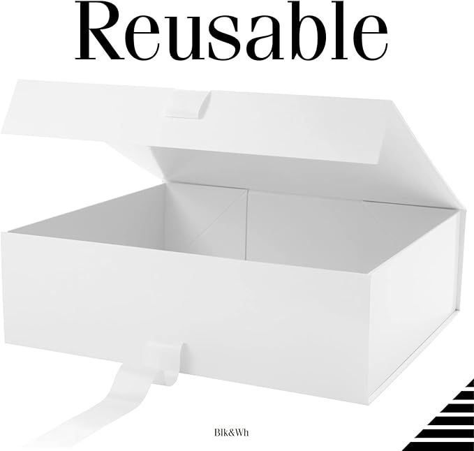 BLK&WH Large White Gift Boxes with Lids- 3 Extra Large Boxes, 16.3x14.2x5 Inches, Perfect for Presents, Bridesmaid Proposals, Big Gifts and Clothes
