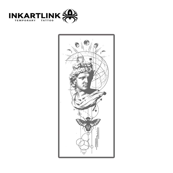 INKARTLINK Tattoo Tech, 2 Sheets Large Semi Permanent Tattoo, Adult Art Design Temporary Tattoos, Lasts 1-2 Weeks, Waterproof, Realistic Look, No Adhesive, No Reflection (religion)321