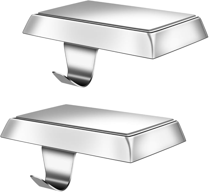 MGahyi Christmas Stocking Holder Bases - Mantel Stocking Hangers Hanging Hooks for Fireplace Stand Hanger Holder Weighted Hangers for Xmas Holiday Decoration (Silver,2)