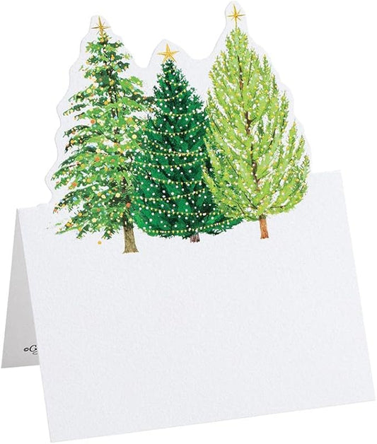 Caspari Christmas Trees with Lights Die-Cut Place Cards - 24 Count