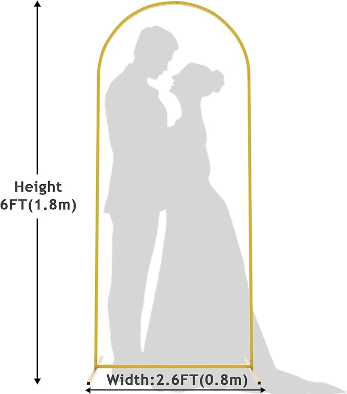 Wokceer 6 FT Wedding Arch Backdrop Stand Metal Arch Chiara Backdrop Stand for Wedding Ceremony Birthday Party Bridal Baby Shower Photo Booth Garden Floral Balloon Arch Decoration