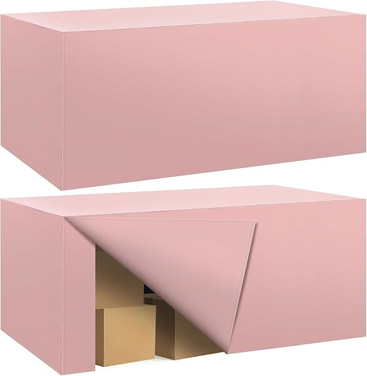 Ascoza 2 Pack Fitted Tablecloth for 8 Foot Rectangle Tables 96 x 30 Inch Dusty Pink Table Covers Water Resistant Polyester Table Cloth for Wedding, Parties,Display, Trade Show (Dusty Pink)
