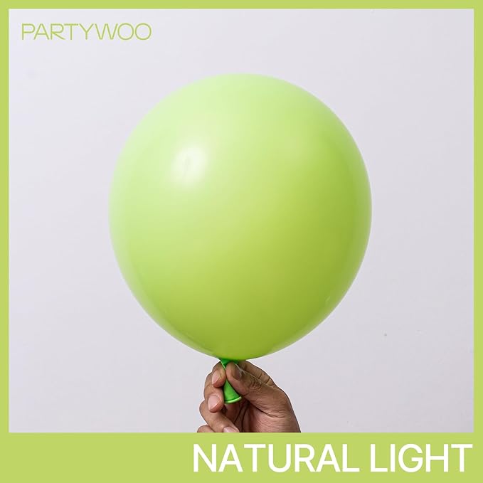 PartyWoo Lime Green Balloons 100 pcs Different Sizes of 36 18 12 10 5 Inch Neon Yellowish Light Green Latex Balloon Arch Kit Garland for Graduation Halloween Summer Birthday Party Decorations Green-Y6