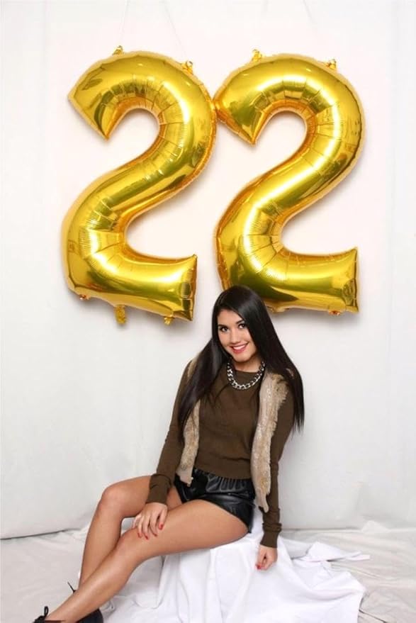Big 40 Inch Gold 2 Number Balloon Birthday Decoration, Number 2 Helium Balloons 12 20 22 23 24 26 28 32 42 Celebration, Boy Girl Baby Anniversary Party Graduations Supplies
