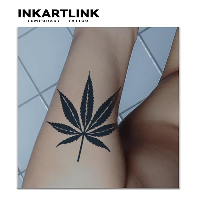 INKARTLINK Tattoo Tech, 3 Sheets Small Semi Permanent Tattoo, Adult Art Design Temporary Tattoos, Lasts 1-2 Weeks, Waterproof, Realistic Look, No Adhesive, No Reflection (Maple Leaf)