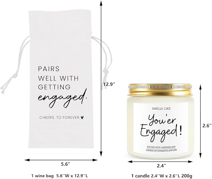 Engagement Gifts for Couples Her Engagement Party Decorations Gift for Couple Wine Bag Scented Candles Set Pairs Well with Getting Engaged Gifts To Forever White Wine Bottle Bag
