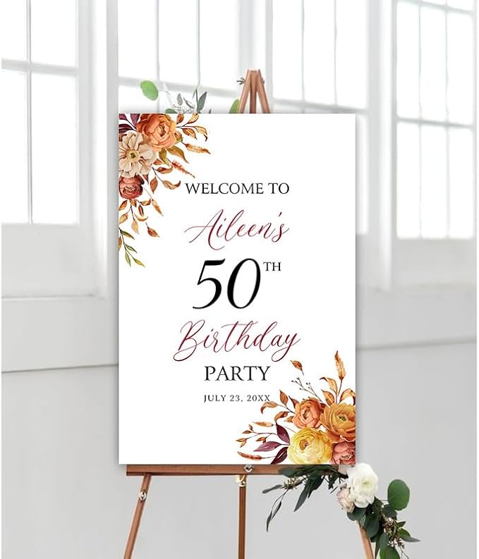 Personalized Sign for 50th Birthday Party - Decorations Celebration Sign, Happy Birthday Any Age Board, Minimalist Party Signs#8