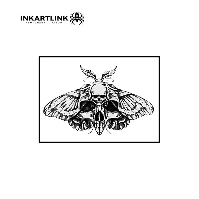 INKARTLINK Temporary Tattoo, Magical Tattoo Lasts 7-15 Days, Waterproof and Non-reflective, Exquisite Packaging, Unique Design(Skull Moth)