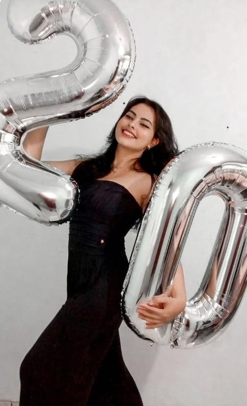 Silver 40 Inch 20 Number Balloons, 20 Decorations for 20 Birthday, Foil Giant Birthday Graduations Anniversary Party Balloons