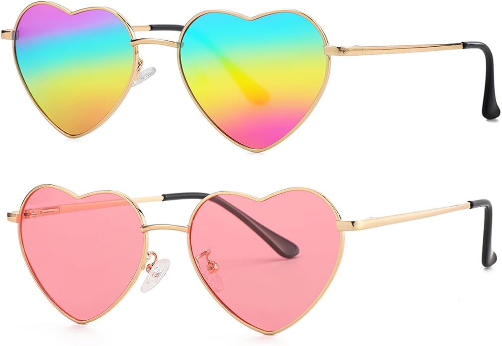 JOVAKIT Polarized Heart Sunglasses for Women Fashion Lovely Style Metal Frame UV400 Protection Lens