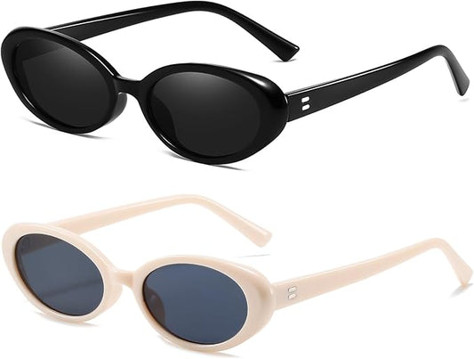 Retro Oval Sunglasses for Women Men Fashion Small Oval Sunglasses 90s Vintage Shades