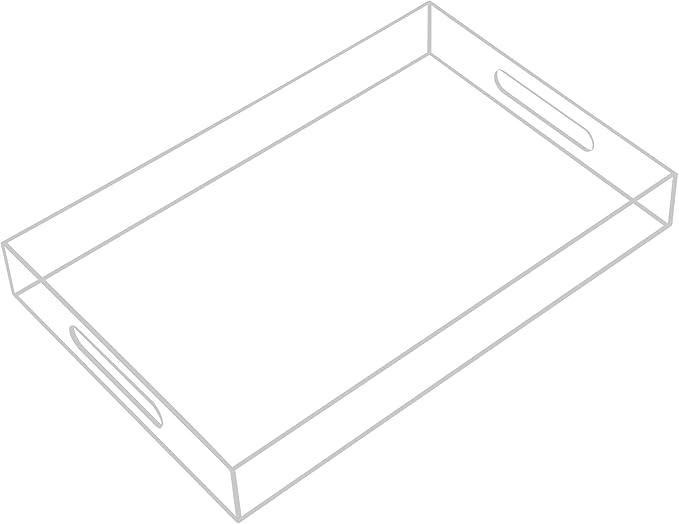 Clear Acrylic Serving Tray with Handles-Butler Trays for Coffee Table, Snacks,Breakfast in Bed, Kitchen Countertop,Vanity,Makeup Organizer,Ottoman (Clear, 10x15 Inches)