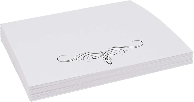 Decadent Flourish Place Cards, Black (Choose Color), Set of 25, Pre-cut and Scored - Wedding, Party, Dinner, and Special Events - Made in the USA