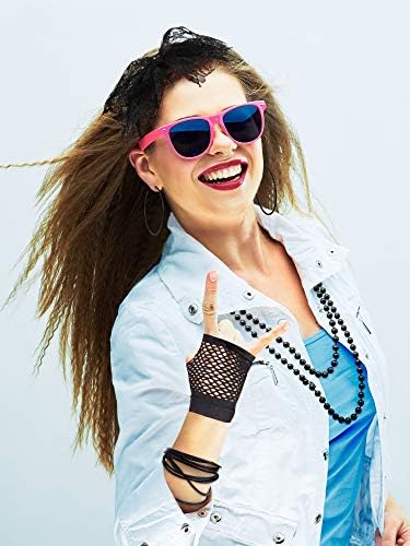 Blulu 80s Costume Accessories for Women Lace Headband Earrings Fishnet Gloves Necklace Bracelet for 80s Retro Party