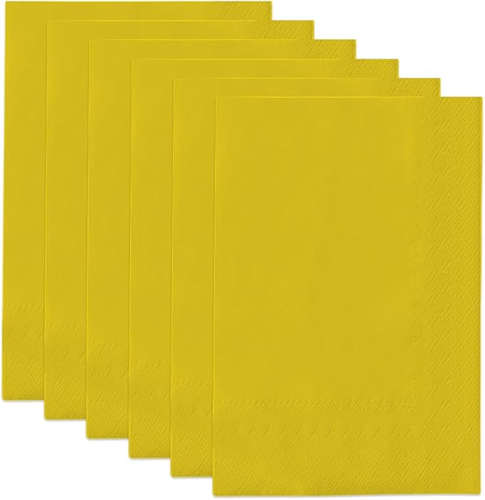 qiqee Yellow Paper Napkins 13 * 16inch Guest Paper Disposable Towels Napkin Paper Hand Towels for Wedding, Dinner, Birthday Party, Dessert Cocktail ＆ Kitchen Napkins（ 120 Count）