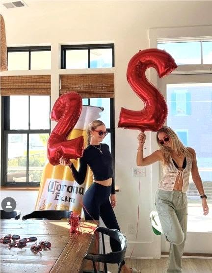 40 Inch Big Red Number 2 Balloon Birthday Decoration, Number 2 Helium Balloon 12 20 22 23 24 26 28 32 42 Celebration, Boy Girl Baby Anniversary Party Graduations Supplies Decorations