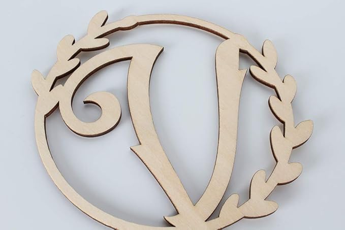 LINGTEER Personalized Inital Letter V Wooden Cake Topper Perfect for Birthday Rustic Wedding Anniversary Party Keepsake Decoration