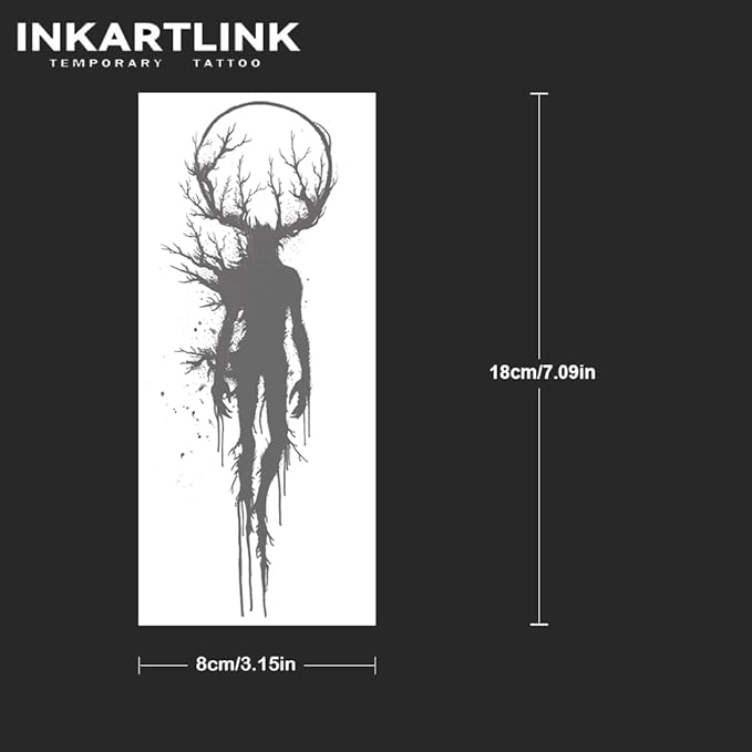 INKARTLINK Tattoo Tech, 2 Sheets Large Semi Permanent Tattoo, Temporary Tattoos, Last 1-2 Weeks, Waterproof, Realistic Look, No Adhesive, No Reflection （Mythology Design)135