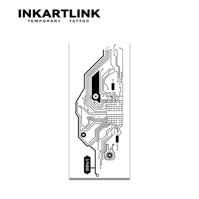 INKARTLINK Tattoo Tech, 2 Sheets Large Semi Permanent Tattoo, Adult Art Design Temporary Tattoos, Lasts 1-2 Weeks, Waterproof, Realistic Look, No Adhesive, No Reflection (Machine)