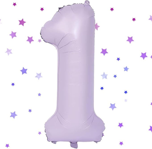40 Inch Purple Number Balloons Light Purple 1 Balloon Matte Purple Birthday Balloons 0-9 Birthday Wedding Party digital Decorations (Number 1)