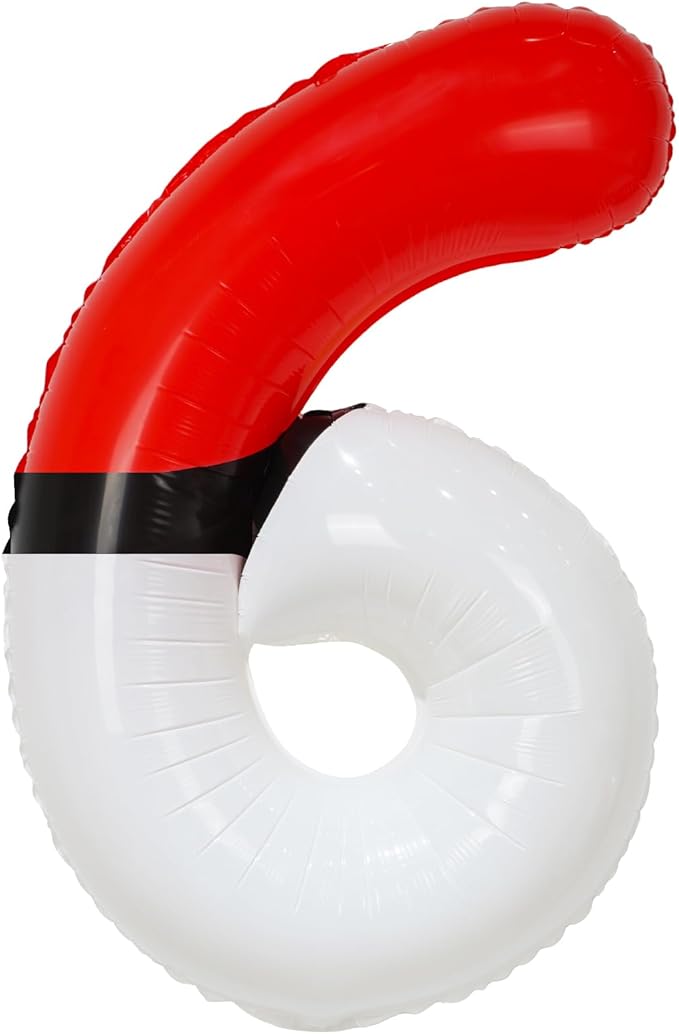YIIHMEI 40 Inch Number 6 Balloons Birthday Party Decorations, Red and White Theme Large Balloon Decor Supplies for Kid's