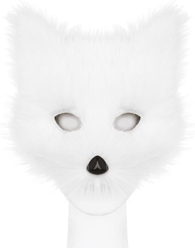 Animal Fox Wolf Mask Halloween Party Cosplay Costumes Props Plush Cat Half Face Masks Carnival Christmas Masquerade