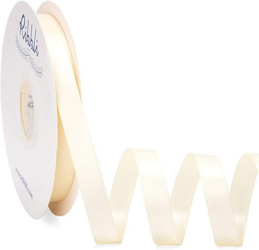 Ribbli Ivory Satin Ribbon Double Faced Satin 1/2 inch x Continuous 50 Yards-Ivory Ribbon for Gift Wrapping Crafts Wedding Decoration Bows Bouquet Floral Arrangement