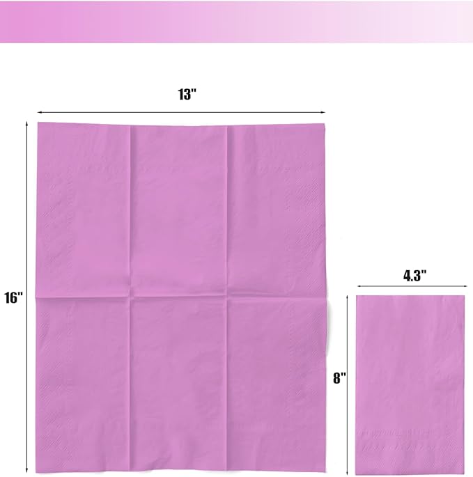 qiqee Light Pink Paper Napkins 13 * 16inch Guest Paper Disposable Towels Napkin Paper Hand Towels for Wedding, Dinner, Birthday Party, Dessert Cocktail ＆ Kitchen Napkins（ 120 Count）