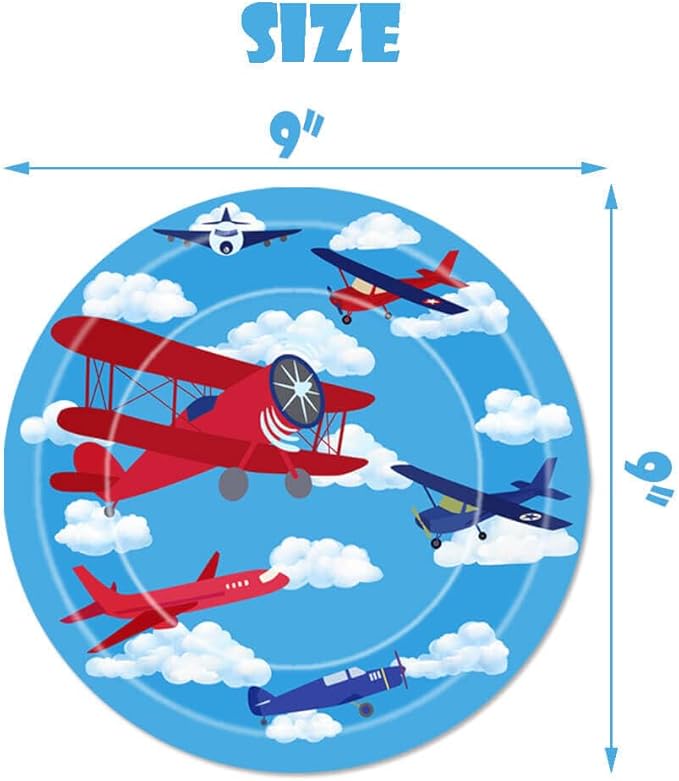 Airplane Party Plates and Napkins Airplane Aircraft Birthday Party Decorations Aviation Theme Party Tableware Set Boys Baby Shower Birthday Party Supplies Favors