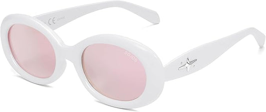 SOJOS Small Retro Oval Polarized Sunglasses for Women Men 90s Vintage UV400 Protection Tiny Sun Glasses SJ2286