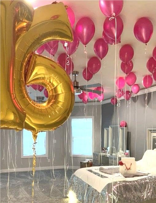 Gold 40 Inch Mylar Foil Number 6 Balloon, Birthday Digital Balloons for 6 16 Boy Girl Party Decorations Supplies, Big Helium Balloon Numbers for 26 36 46 60 Men Women Anniversary