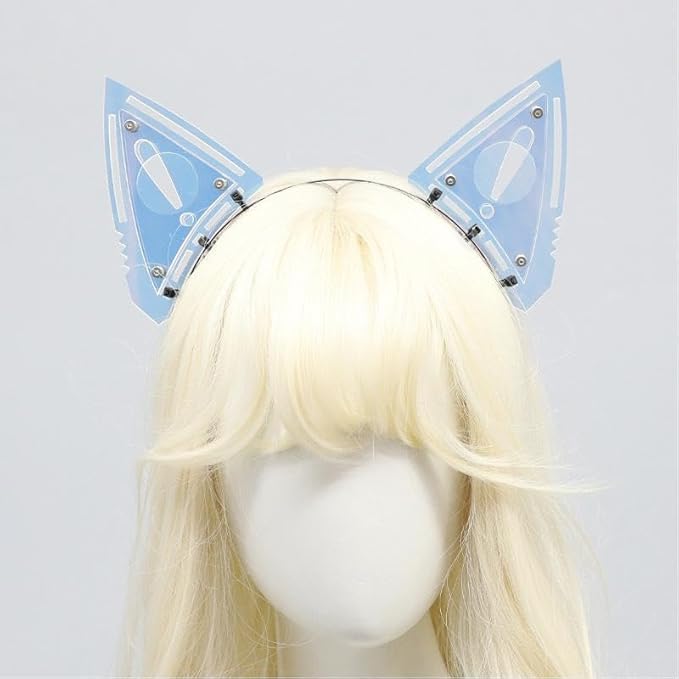 Cyberpunk Colorful Ear Hairband Fish Bone Hair Accessories COS Props (JG Blue)