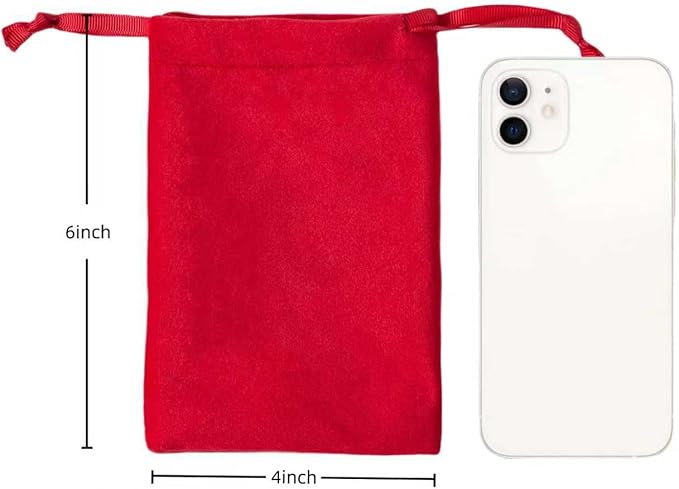 12pcs Red Velvet Drawstring Bags 4x6 inches Small Velvet Cloth Gift Bags Jewelry Pouches for Storage Wedding Party Favor Christmas