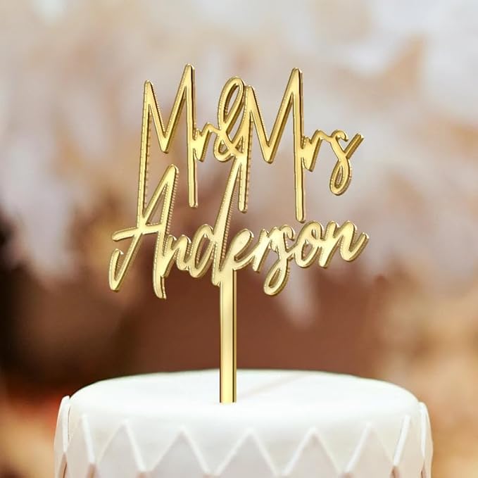 Personalized Cake Topper - Wedding Decoration, Anniversary Keepsake, Couple Celebration Gift - Mr & Mrs Anniversary, Wedding Gift