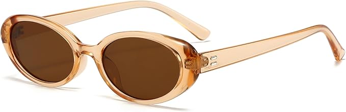 Retro Oval Sunglasses for Women Men Fashion Small Oval Sunglasses 90s Vintage Shades