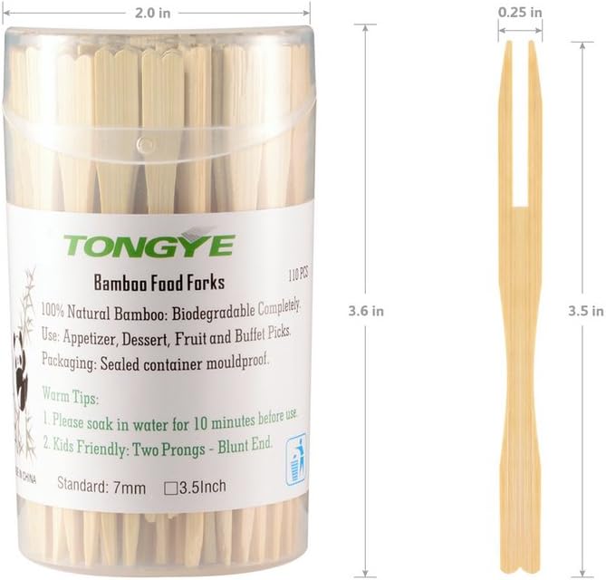 Mini Bamboo Forks 3.5 inch, Cocktail Forks Appetizer Forks, Small Wood Forks for Fruit, Disposable Tiny Food Picks for Party，Charcuterie Supplies Accessories, Wooden Toothpicks Fork. 110 PCS