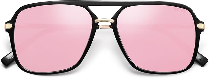 SOJOS Sunglasses for Women & Men, Square, Retro, Polarized Lens, Trendy Aviator, 90s Shades