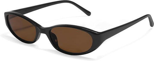 Retro Oval Sunglasses for Women Chic Cat Eye 90s Sunnies Lightweight Narrow Shades Trendy UV protection Sun Glasses