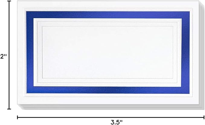 White Cover Stock Place Cards with Dark Blue Foil Border, 100-Pack