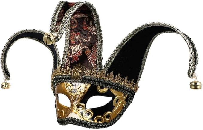 KIPETTO Venetian Jester Mask Masquerade Vintage Half Face Masks for Mardi Gras Halloween Cosplay Musical Party
