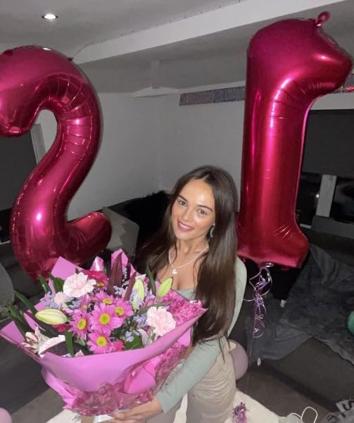 40 Inch Big Hot Pink Number 2 Balloon Birthday Decoration, Number 2 Helium Balloon 12 20 22 23 24 26 28 32 42 Celebration, Boy Girl Baby Anniversary Party Graduations Supplies Decorations