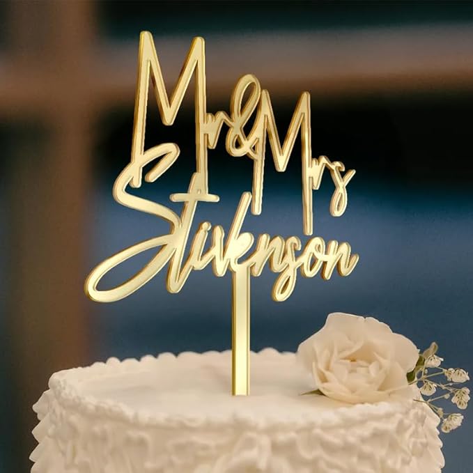 Personalized Cake Topper - Wedding Decoration, Anniversary Keepsake, Couple Celebration Gift - Mr & Mrs Anniversary, Wedding Gift